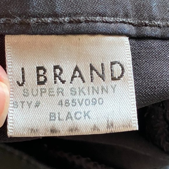 J Brand Super Skinny Coated Jeans Black 24 - Picture 7 of 9